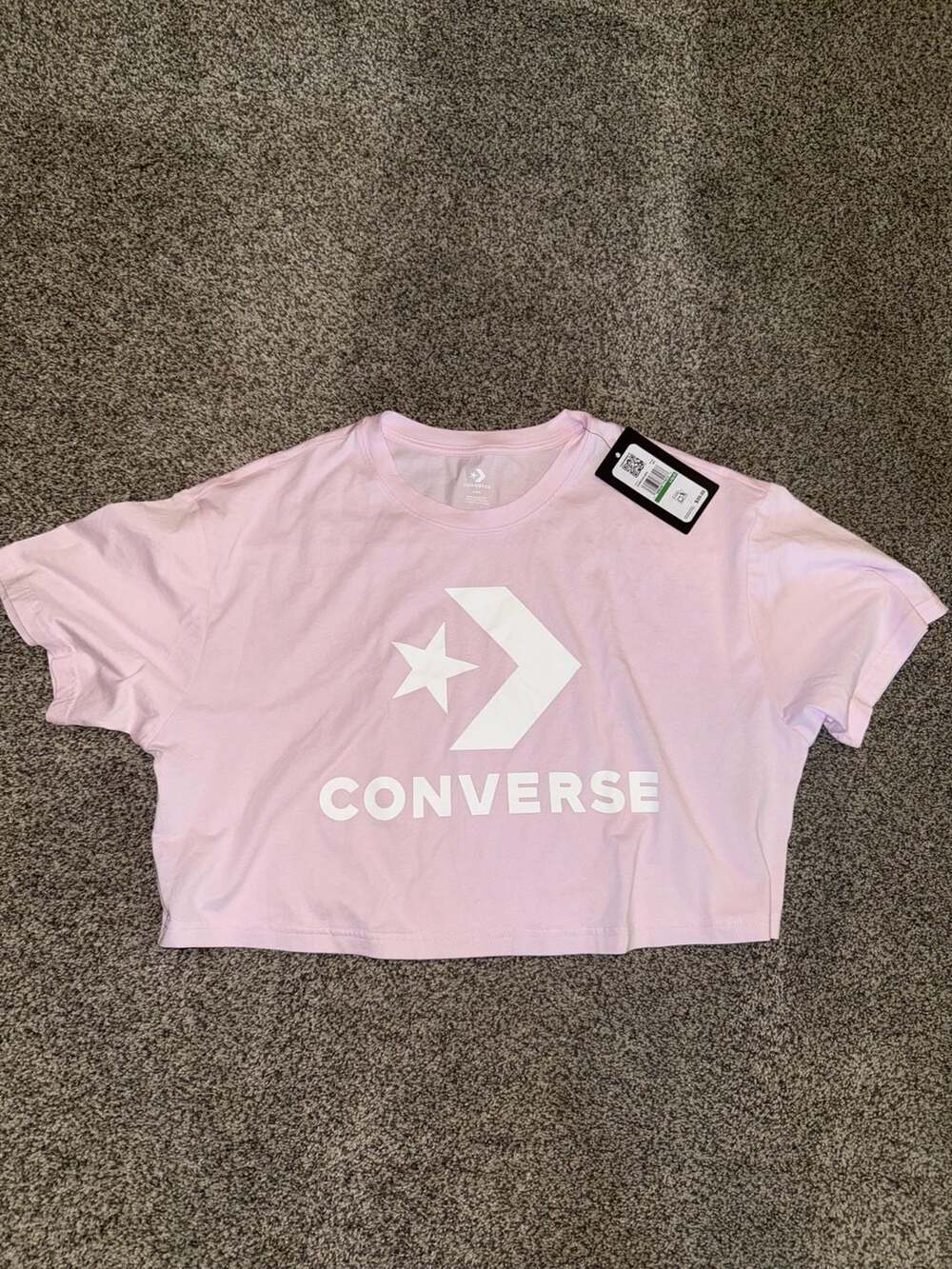 Converse Star Chevron Cropped T-Shirt in Light Pink